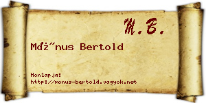 Mónus Bertold névjegykártya